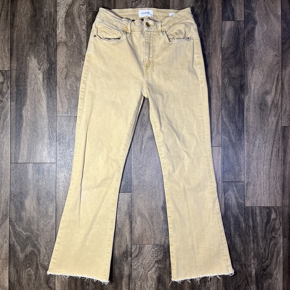 FRAME Le Crop Mini Boot Fray Jeans Women's 27 Washed Dijon Cropped EUC